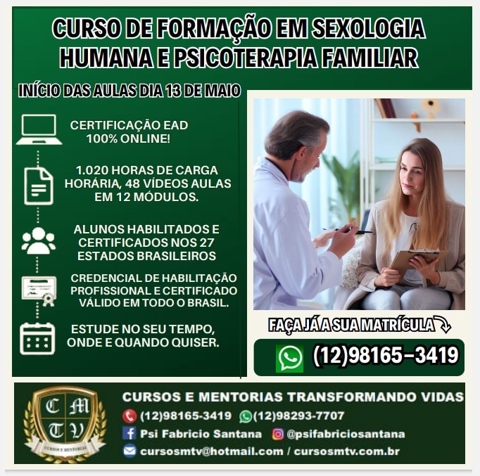 CURSO DE FORMAÇÃO DE SEXOLOGOA HUMANA E PSICOTERAPIA FAMILIAR