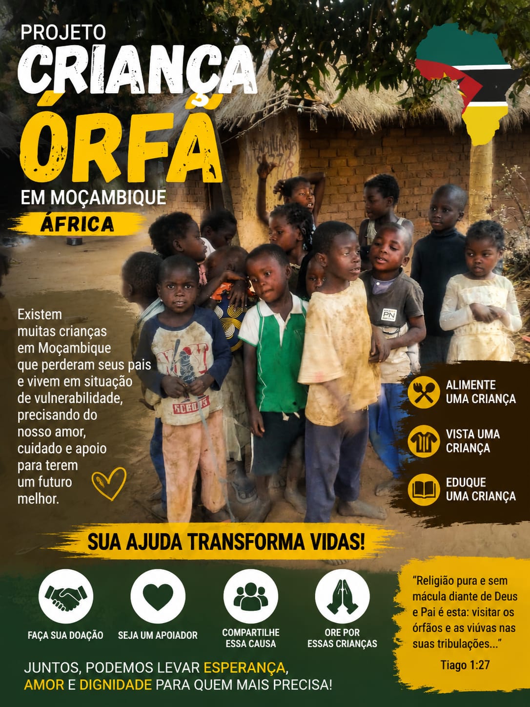 Transformando Vidas em Moçambique: O Projeto Criança Órfã Precisa da Sua Mão Solidária
