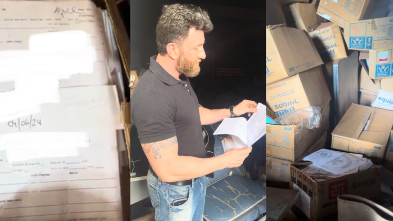 Vereador Maicon Nogueira constata irregularidade no armazenamento de prontuários médicos da Rede Municipal de Saúde