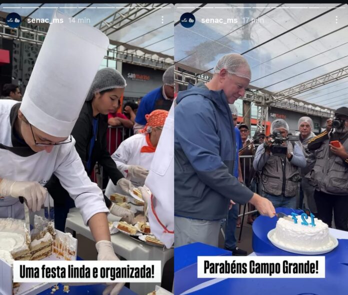 Bolo histórico de 127 anos de Campo Grande é entregue à população na Av. Afonso Pena