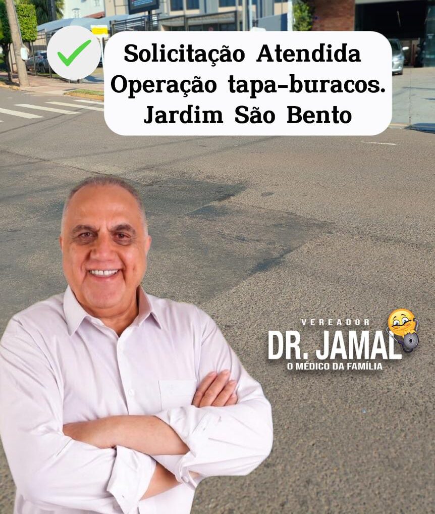 Vereador Dr. Jamal acompanha conclusão da operação tapa-buracos no Jardim São Bento.