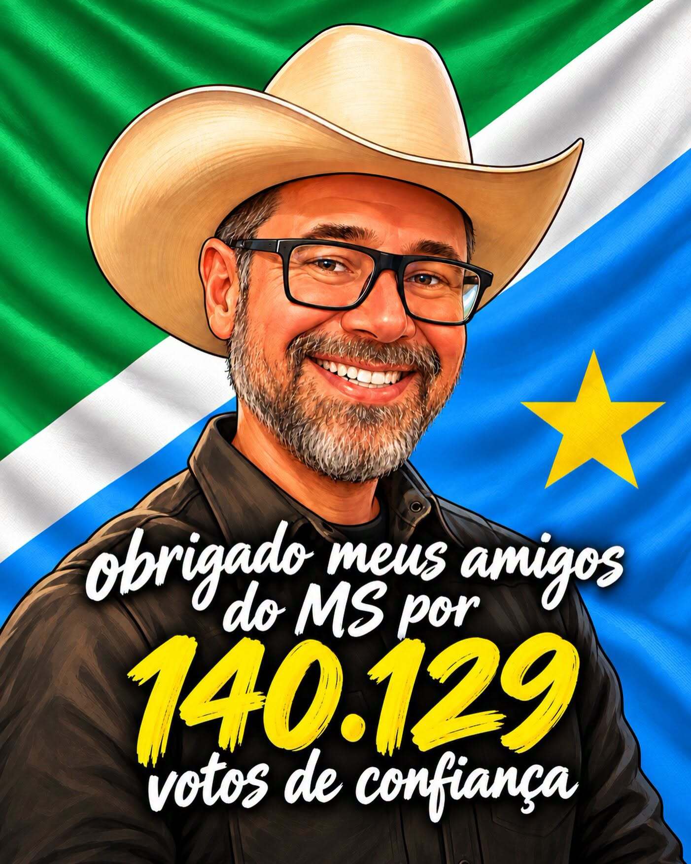 Marcos Pollon Celebra Vitória com Mais de 140 Mil Votos e Reafirma Compromisso com MS